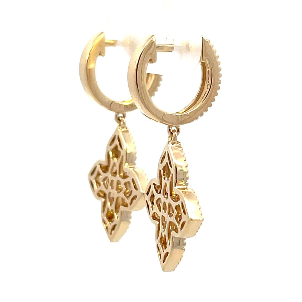 14KY Floral Inspired Drop Earrings 1/3 CTW backs