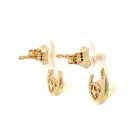 14KY Tear Drop Shaped Pearl and Diamond Earrings 1/20 CTW backs