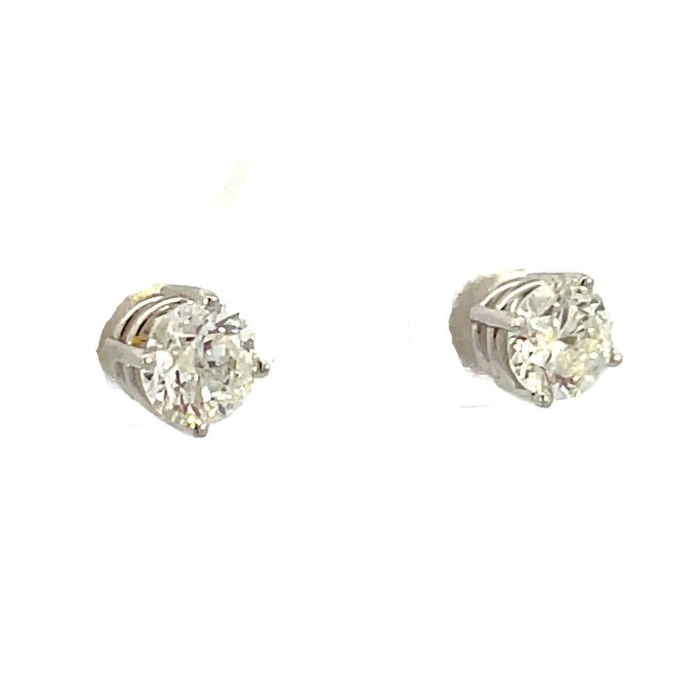 14K White Gold Diamond Studs 1 CTW side