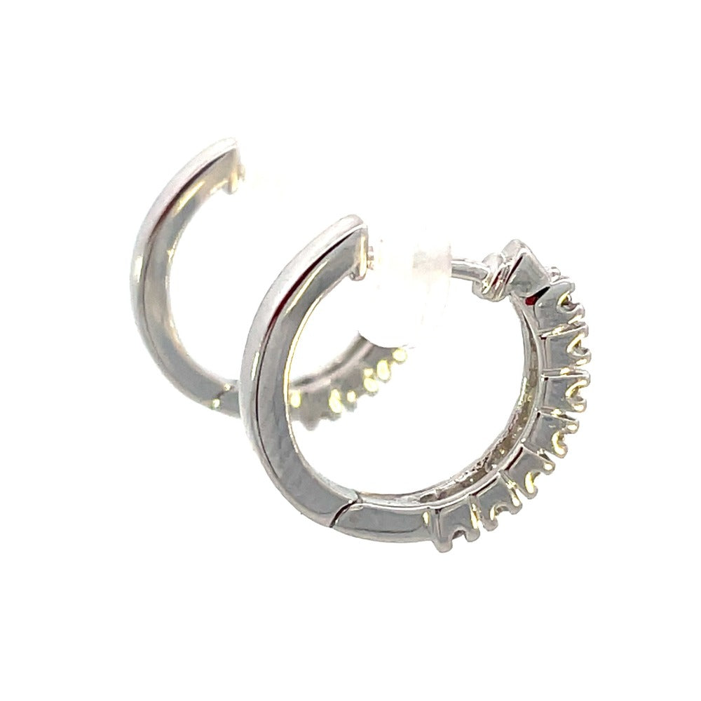 10K White Gold Diamond Hoop Earrings .25 CTW backs