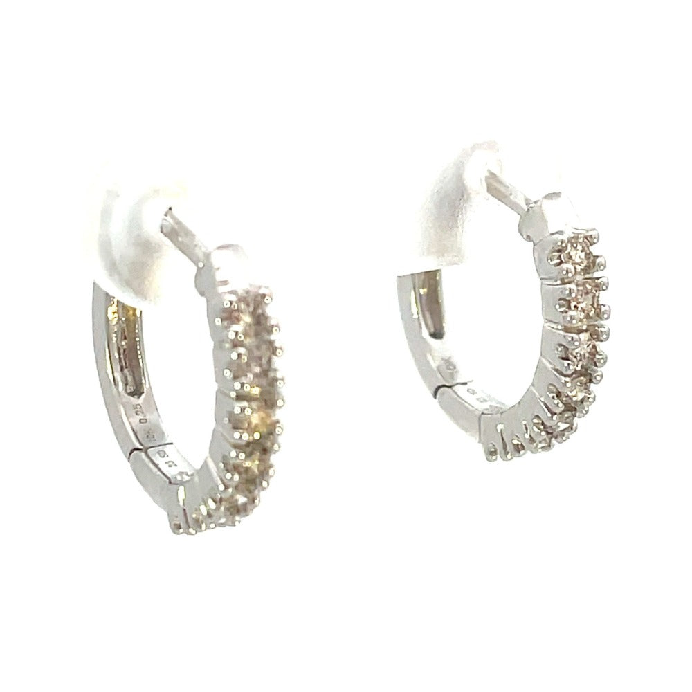 10K White Gold Diamond Hoop Earrings .25 CTW angle 2