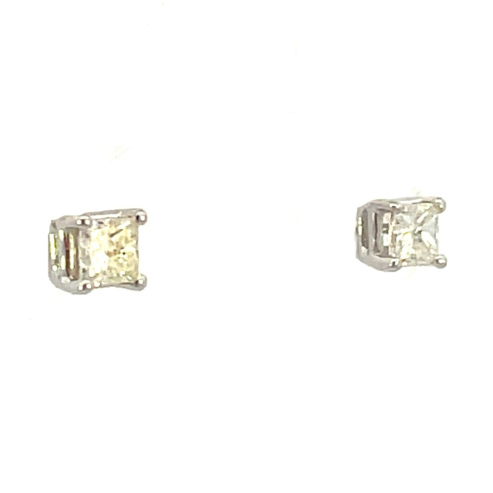 14K White Gold Princess Cut Diamond Stud Earrings 1/3 CTW side