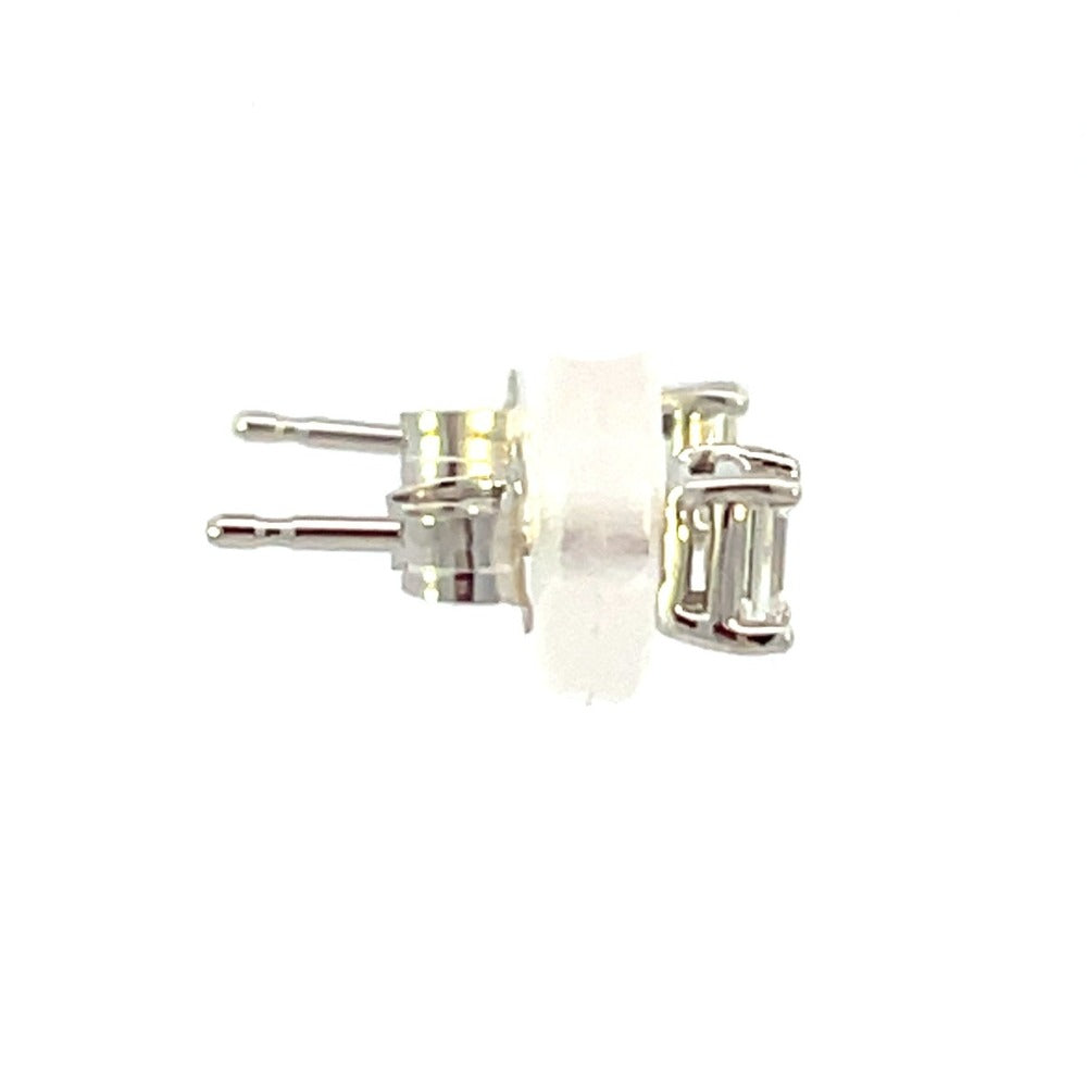 14KW Emerald Cut Diamonds Stud Earrings 1/4 CTW Backs