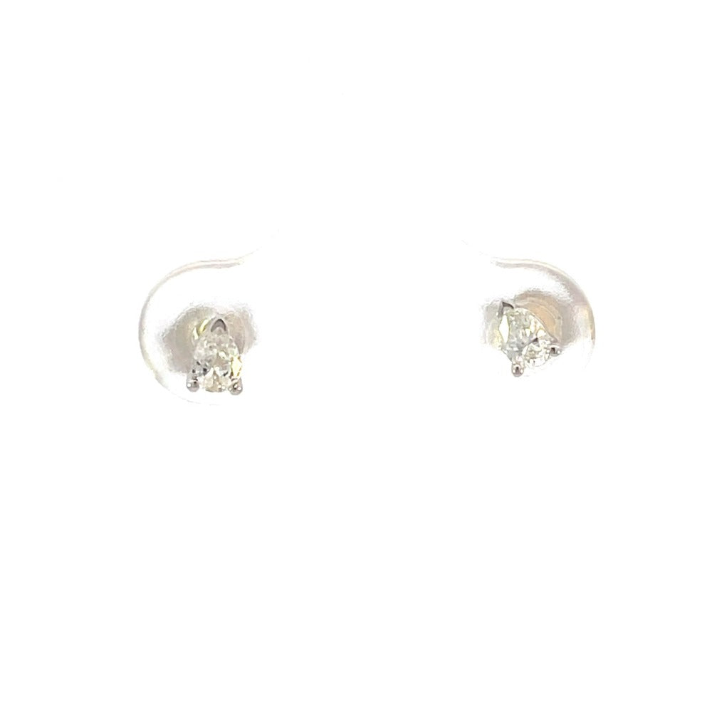 front view of 1/6 ctw pear cut diamond stud earrings