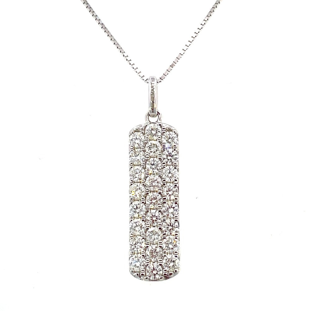 14K White Gold 2CTW Vertical Diamond Pendant