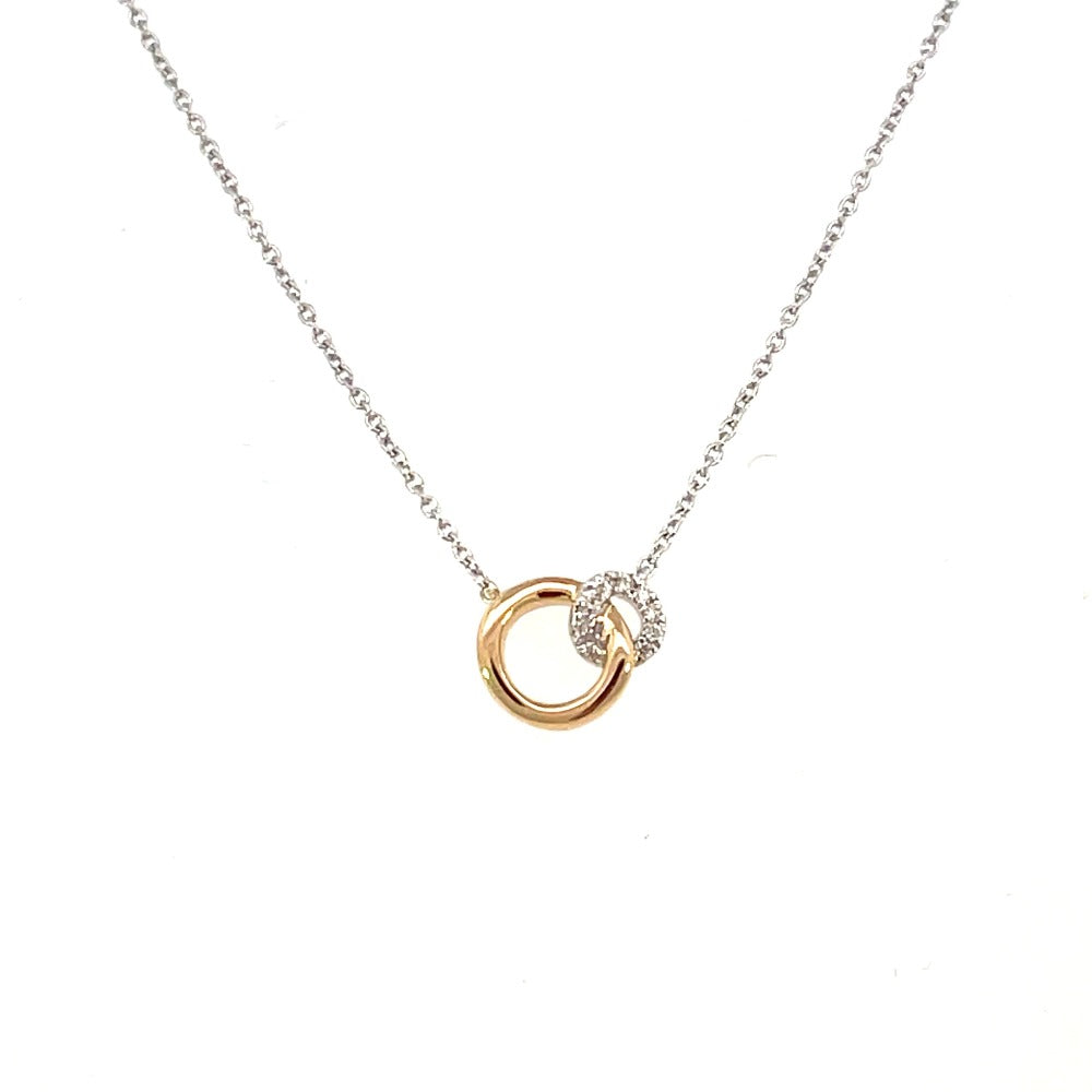 14K Two-Tone Gold and Diamond Circle Pendant