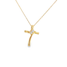 front view of 10ky gold variant of twogether cross pendant.