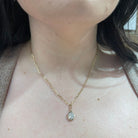 SallyK 14KY Paperclip Chain with Oval Diamond Cluster Pendant