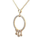 14KY Diamond Circle Pendant with Diamond Dangles view 2