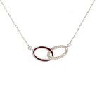 14K White Gold Double Oval Connected Circle Diamond Pendant