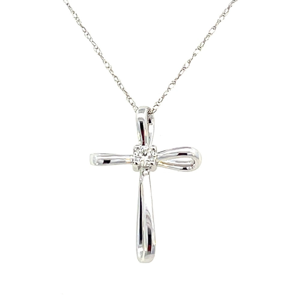 10KW Twisted Diamond Cross Pendant .10 CT