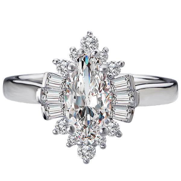 Marquise Halo Semi-Mount Diamond Ring