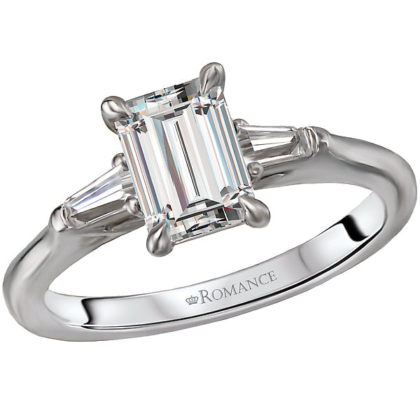 Emerald Diamond Semi Mount Engagement Ring