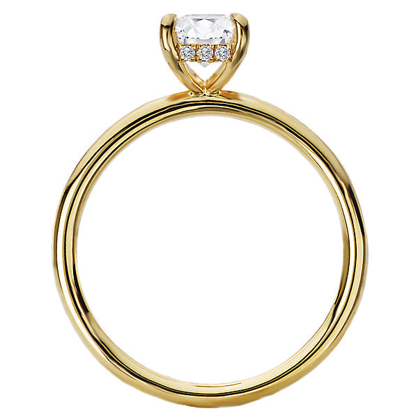 Emerald Diamond Hidden Halo Engagement Ring