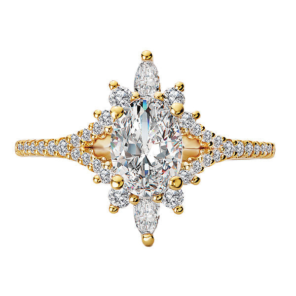 Oval Semi-Mount Diamond Engagement Ring