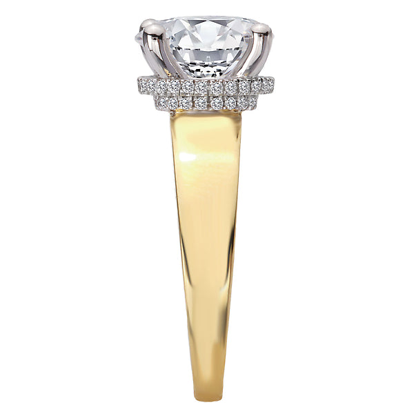Oval Diamond Semi-Mount Hidden Halo Engagement Ring
