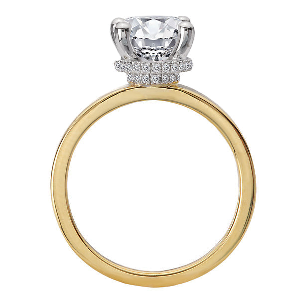 Oval Diamond Semi-Mount Hidden Halo Engagement Ring