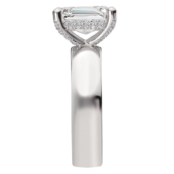 Emerald Bold Band Semi-Mount Diamond Engagement Ring