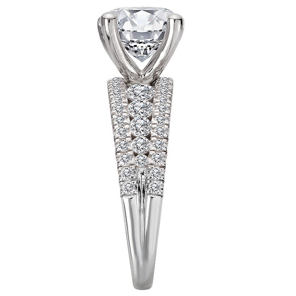 Round Split Row Semi-Mount Engagement Ring