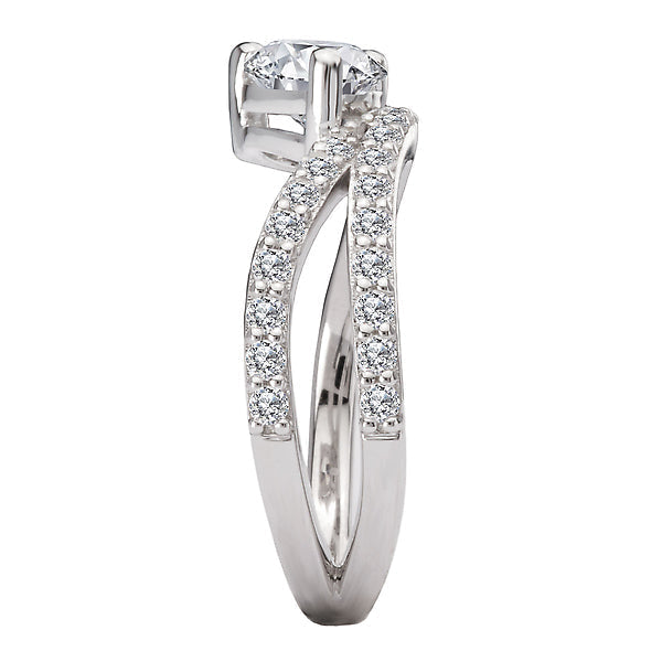 Pear Semi-Mount Diamond Wave Band Engagement Ring