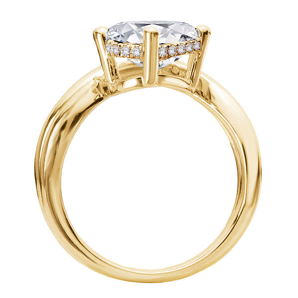 Oval Hidden Halo Semi-Mount Diamond Engagement Ring