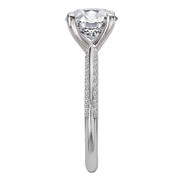 Round Knife Edge Banded Semi-Mount Diamond Engagement Ring