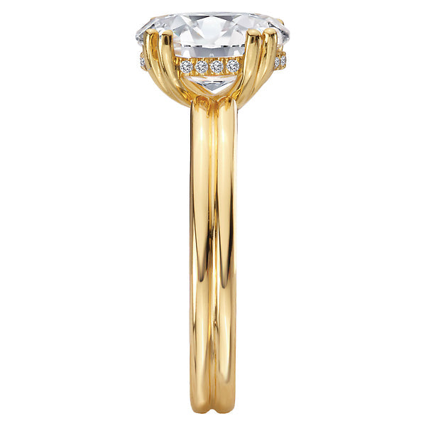 Oval Double Ring Band and Double Prong Diamond Engagement Rin