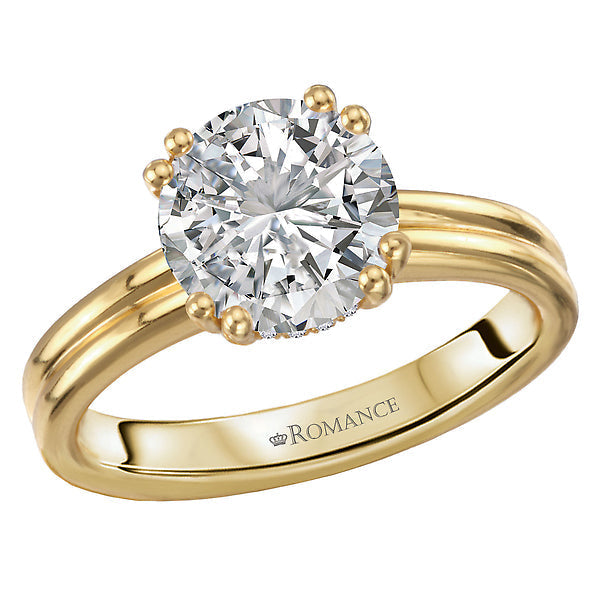 Round Double Ring Band and Double Prong Diamond Engagement Rin