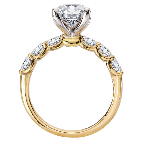 Oval 4 Prong Peg Head Semi-Mount Diamond Engagment Ring