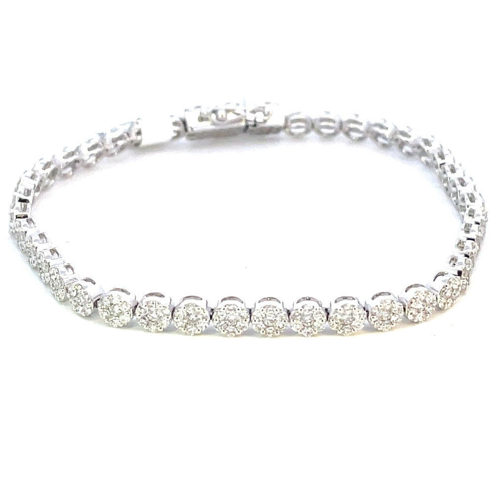 14KW Lab Grown Diamond Cluster Tennis Bracelet 3.49 CTW look 2
