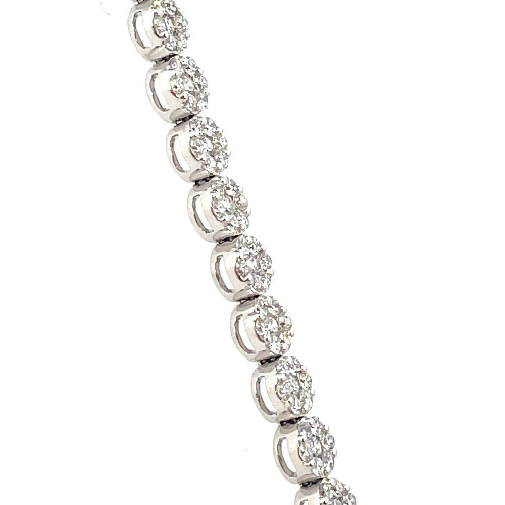 14KW Lab Grown Diamond Cluster Tennis Bracelet 3.49 CTW up close look