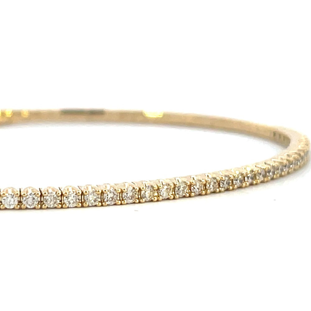 14K Yellow Gold Flexible Diamond Bangle 1/2 CTW up close