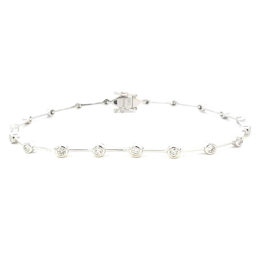 14KW Bezel Set Diamond Stations Bracelet .44 CTW