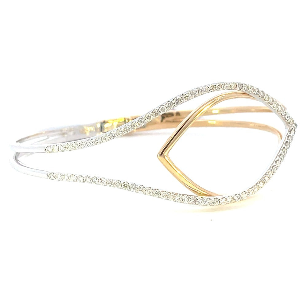 14K Two-Toned Marquise Shaped Diamond Bangle 1 CTW side 1