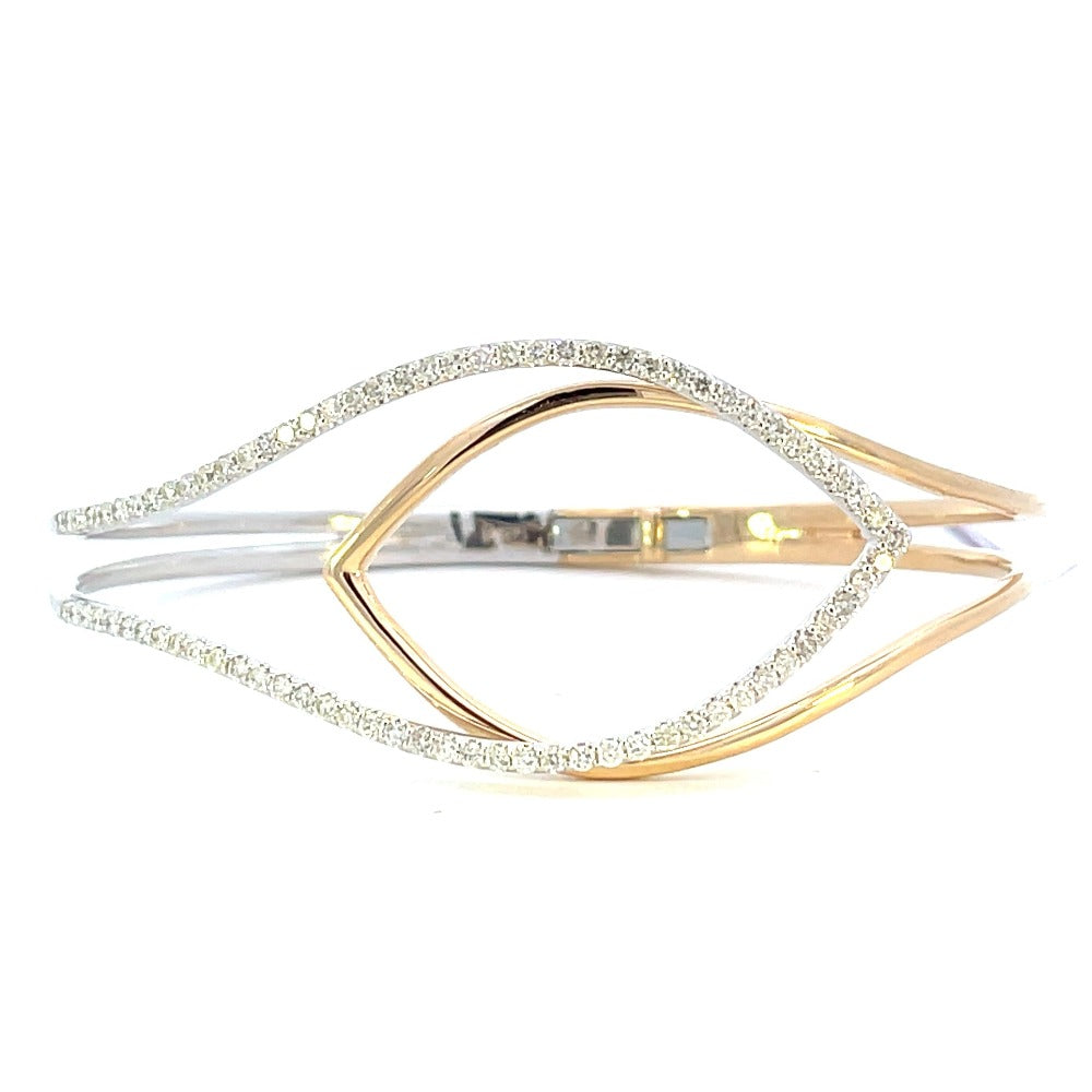 14K Two-Toned Marquise Shaped Diamond Bangle 1 CTW