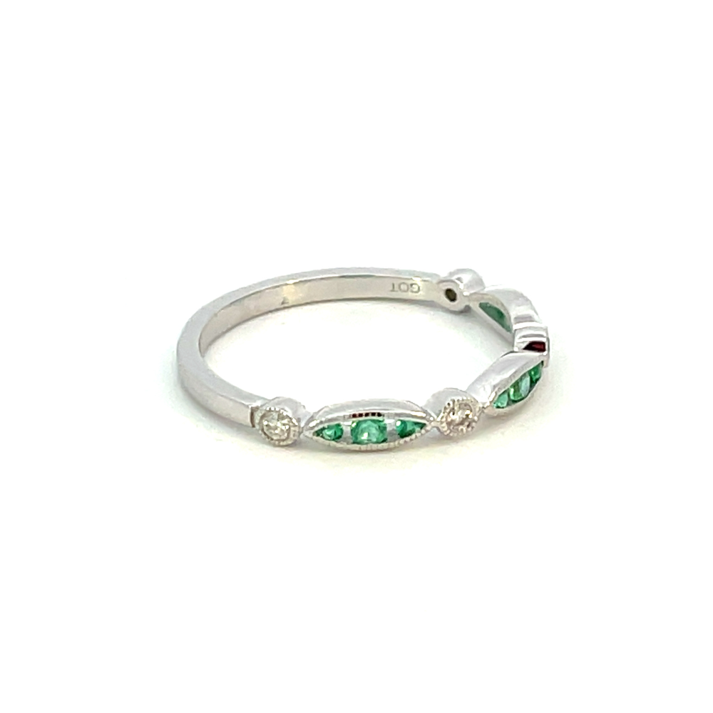 Round and Marquise Shape Birthstone Stackable Ring