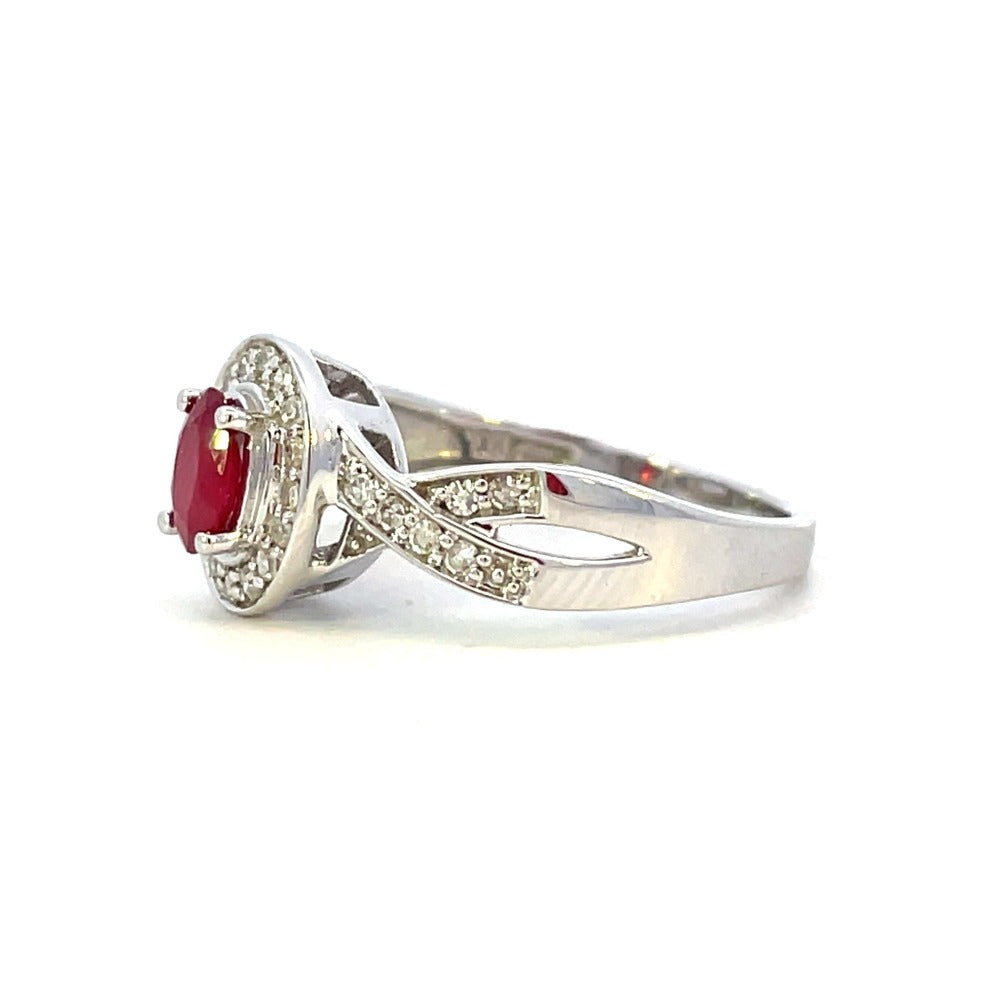 10KW Oval Ruby and Diamond Ring 1/5 CTW side 2