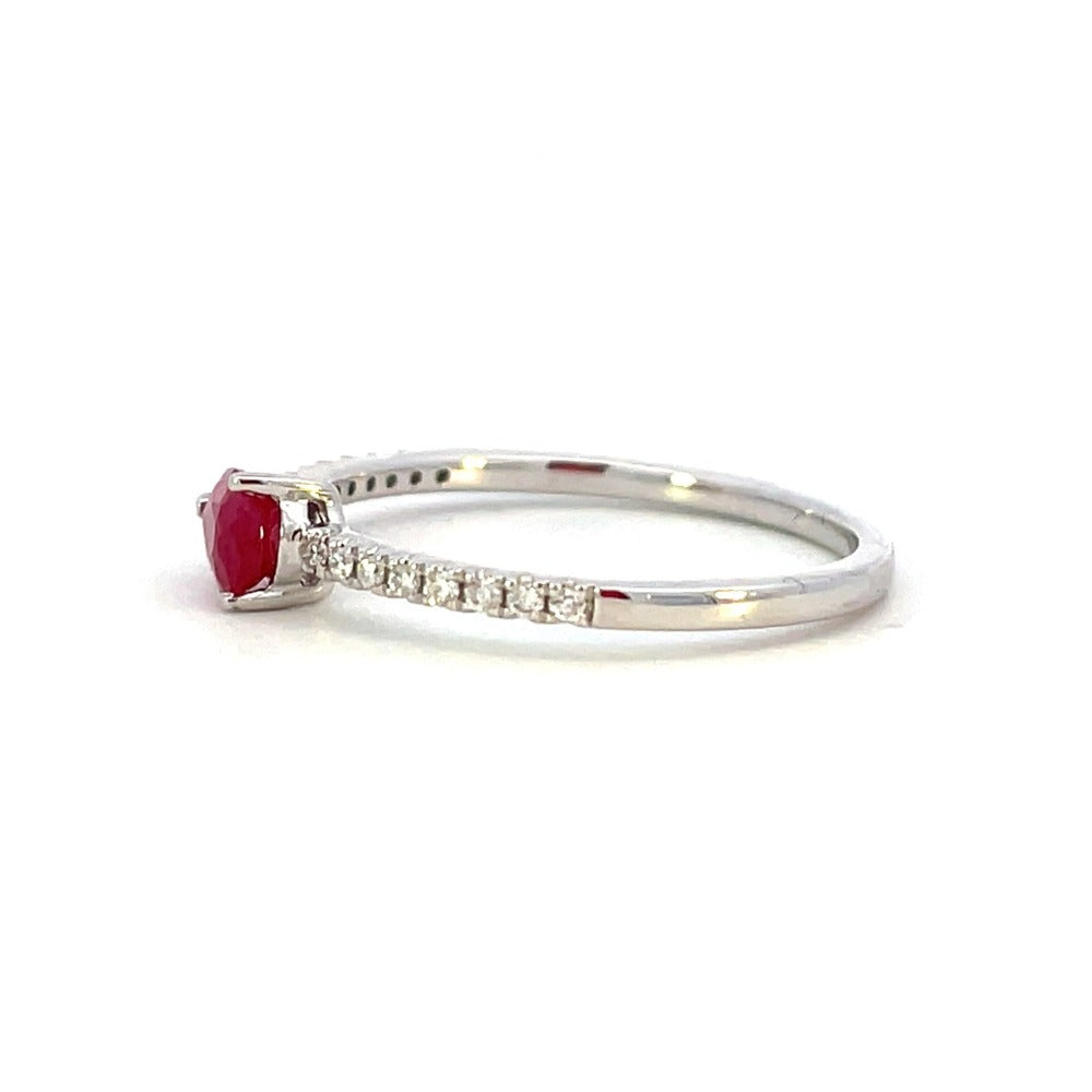 14KW Pear Shaped Ruby Fashion Ring with Diamond Accents side 2