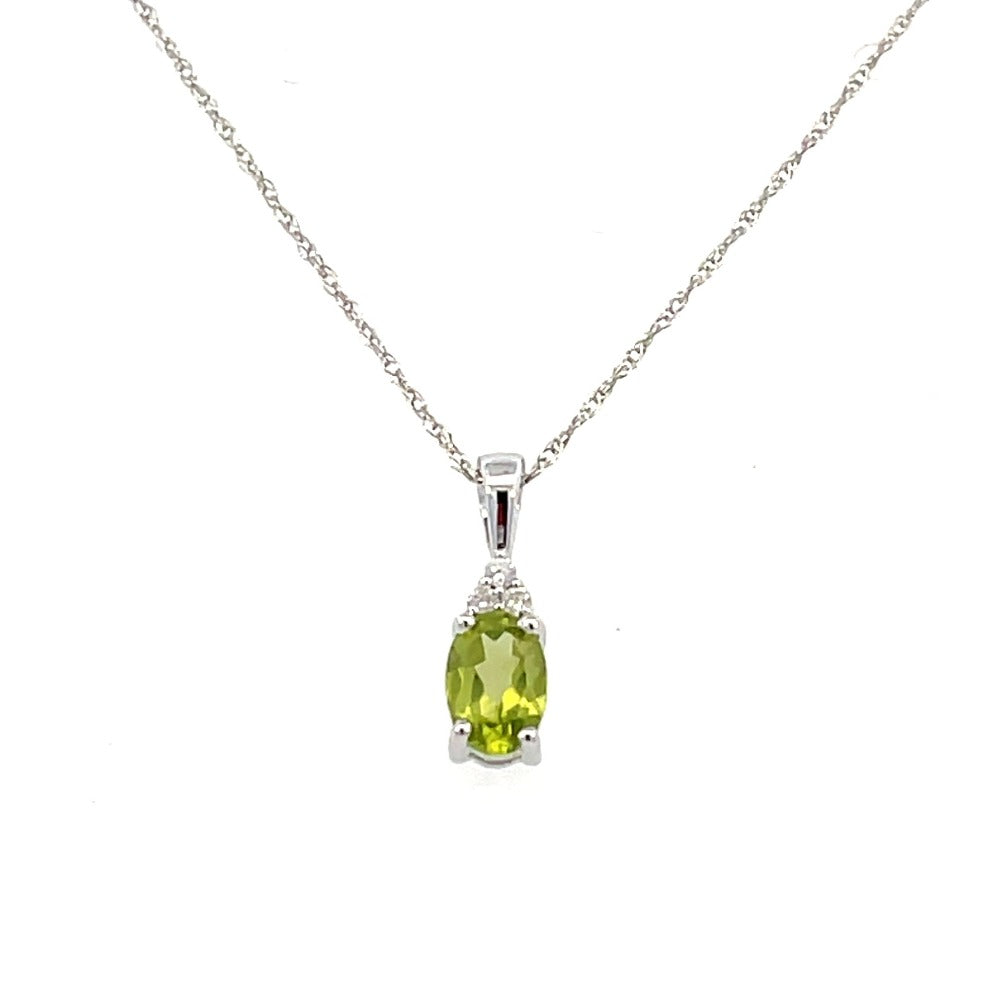 10KW Peridot and Diamond Necklace 1/50 CTW