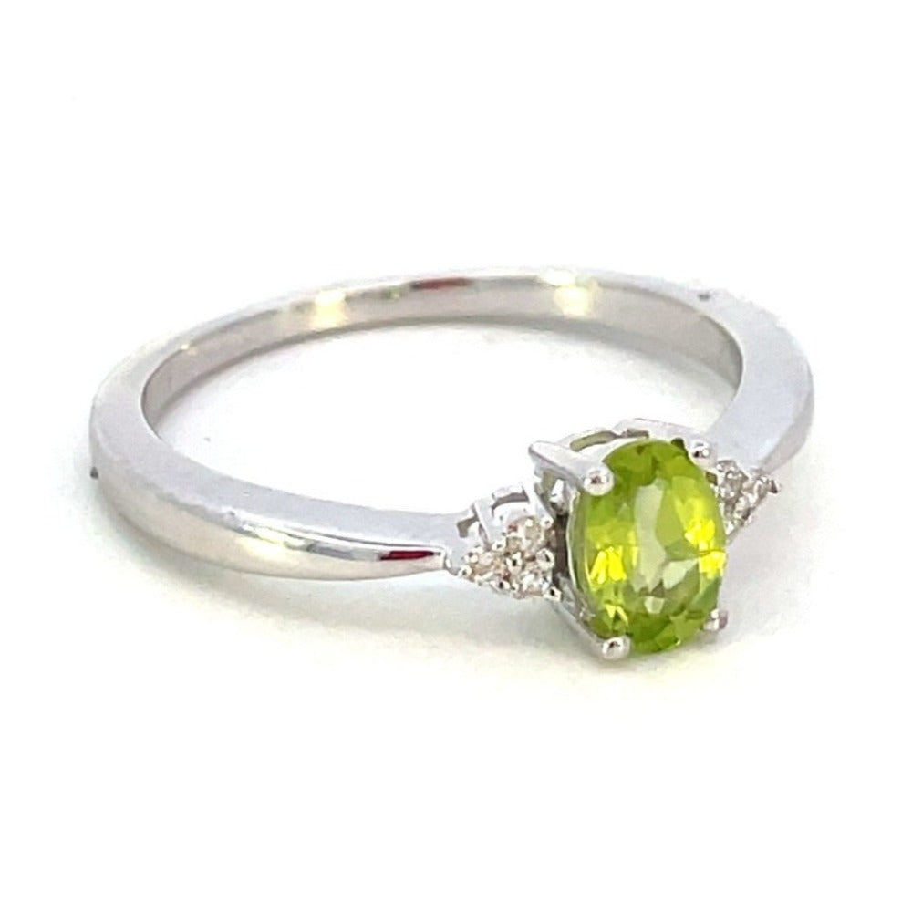 10KW Oval Peridot and Diamond Ring 1/20 CTW sdie 1