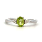10KW Oval Peridot and Diamond Ring 1/20 CTW