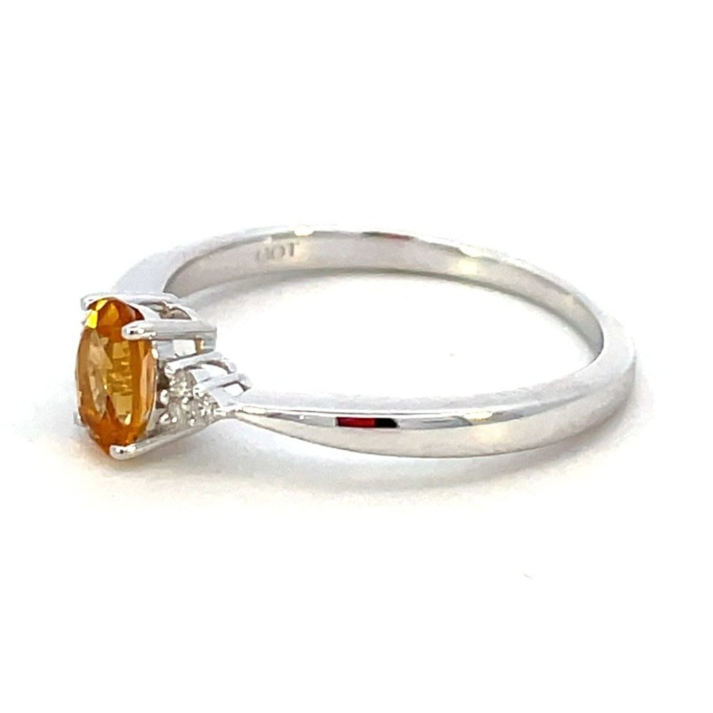 10KW Oval Citrine and Diamond Accented Ring side 2