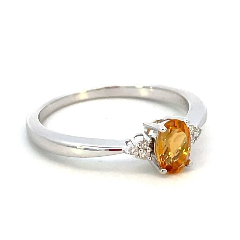 10KW Oval Citrine and Diamond Accented Ring side 1