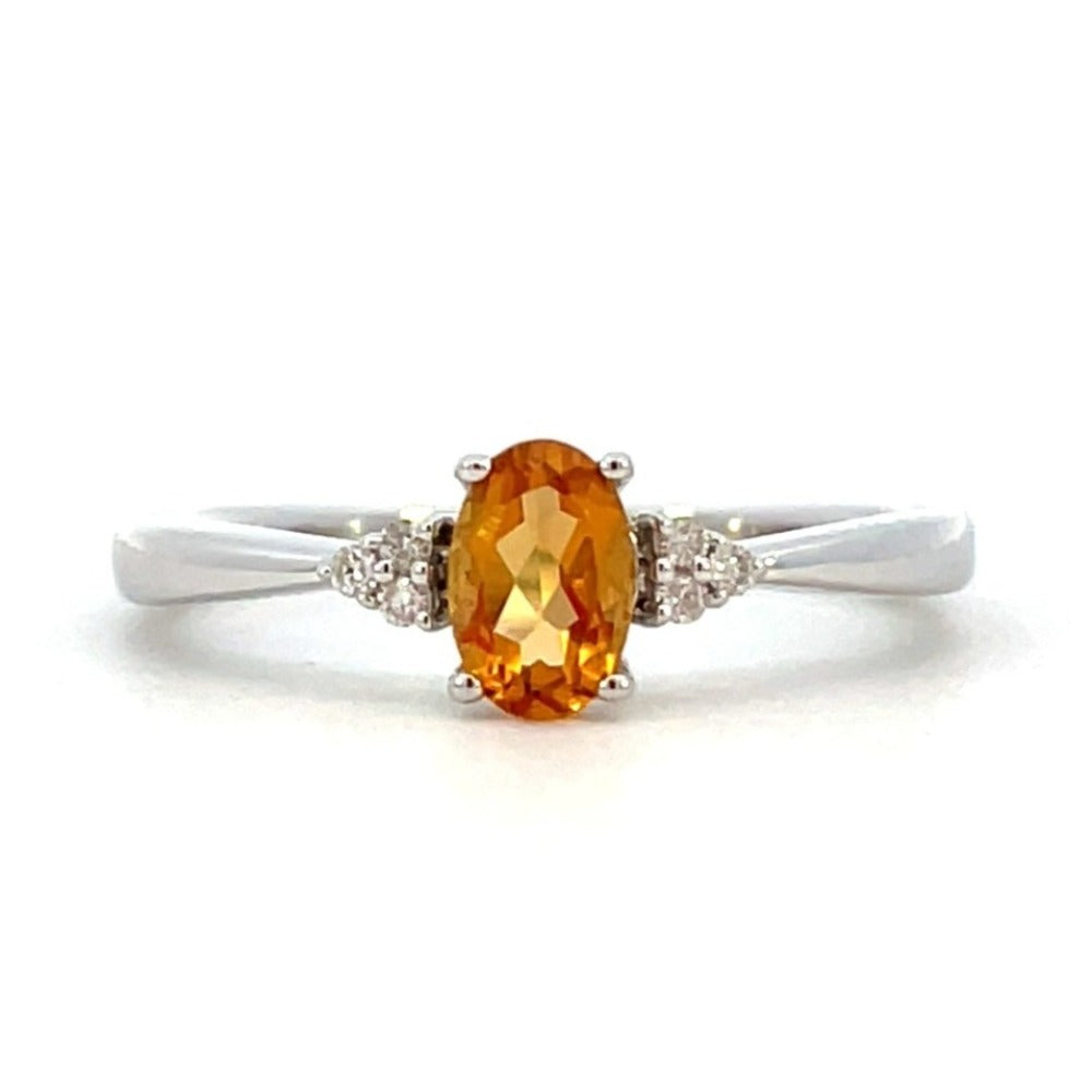 10KW Oval Citrine and Diamond Accented Ring