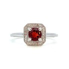 10KW Garnet and Diamond Halo Style Ring