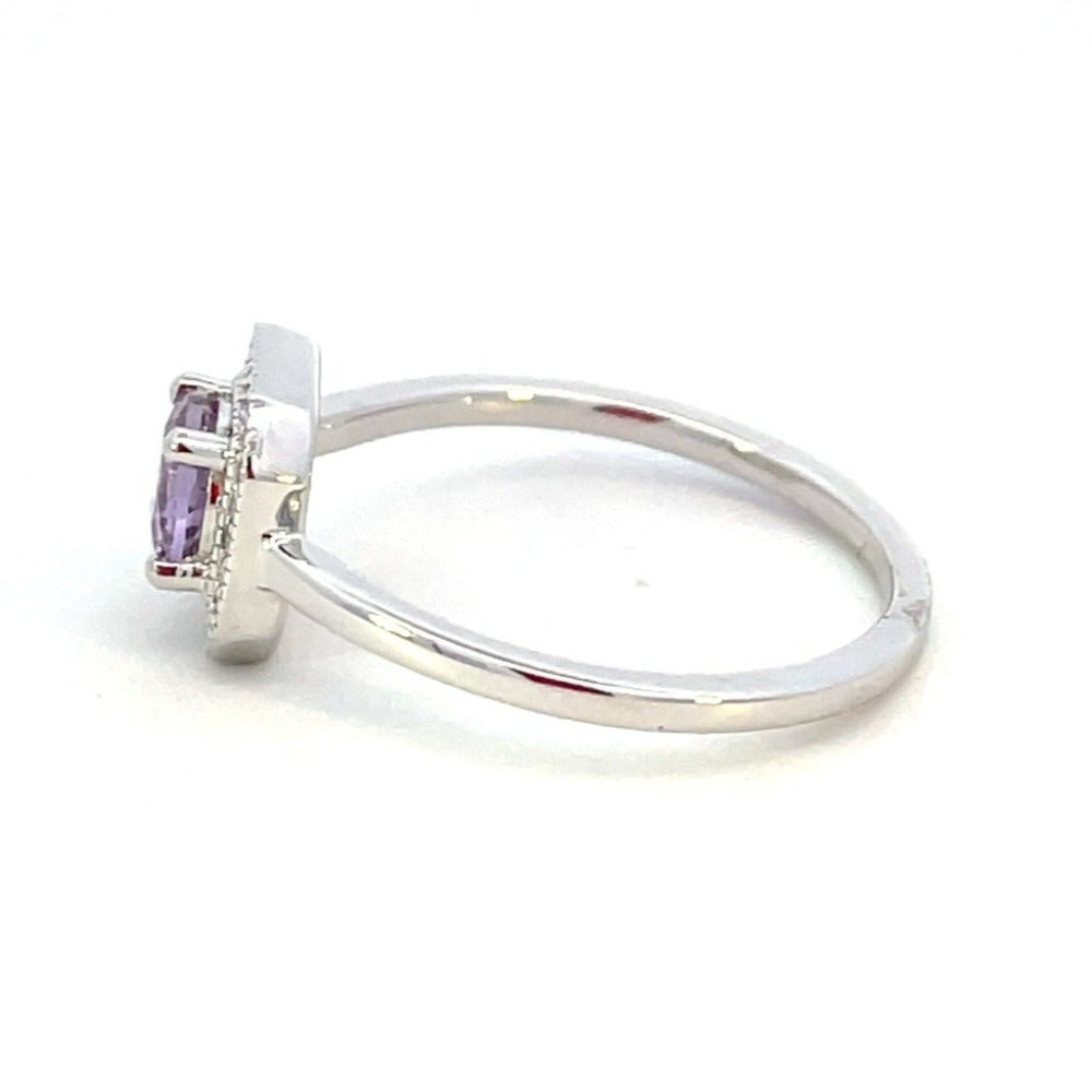 10KW Alexandrite and Diamond Halo Style Ring 1/12 CTW side 2
