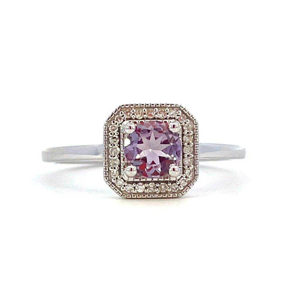 10KW Alexandrite and Diamond Halo Style Ring 1/12 CTW