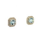 10KW Aquamarine and Diamond Halo Style Earrings side 1