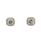 10KW Aquamarine and Diamond Halo Style Earrings