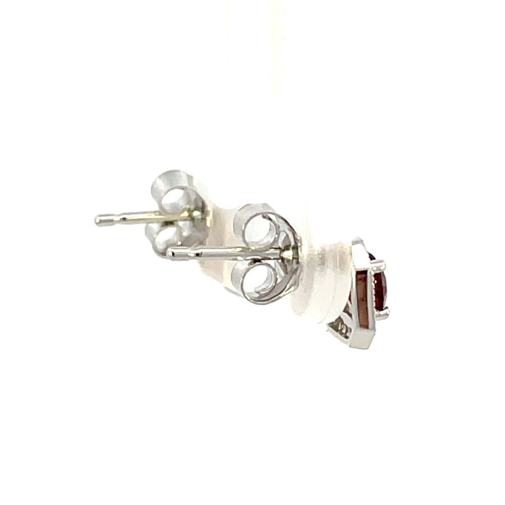 10KW Square Shaped Garnet and Diamond Halo Style Earrings backs